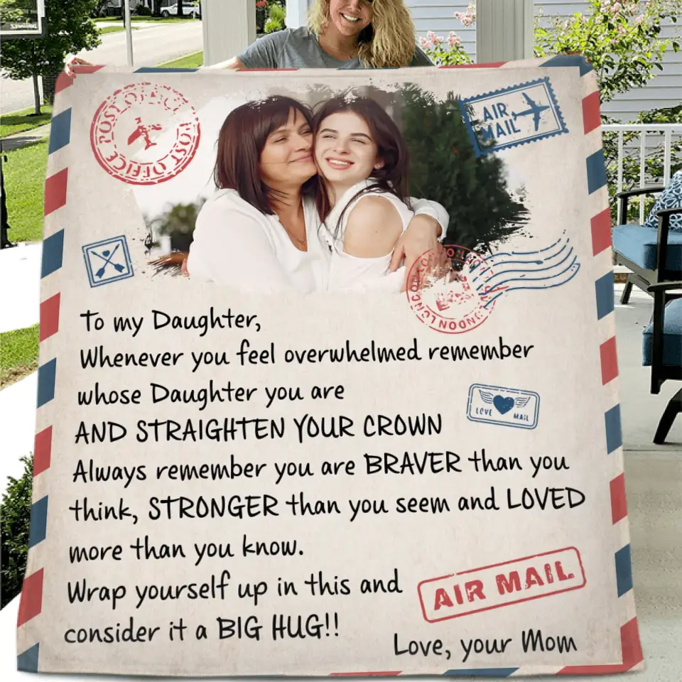 Personalized Mom & Daughter Photo Quilt/Fleece Throw Blanket - Gift Idea For Mom - Upload Photo - Whenever You Feel Overwhelmed