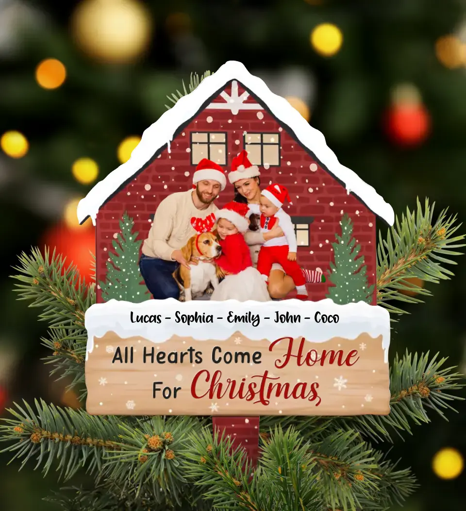 Personalized Christmas Family Tree Topper - Upload Photo - Christmas Gift For Couple/Family - All Hearts Come Home For Christmas