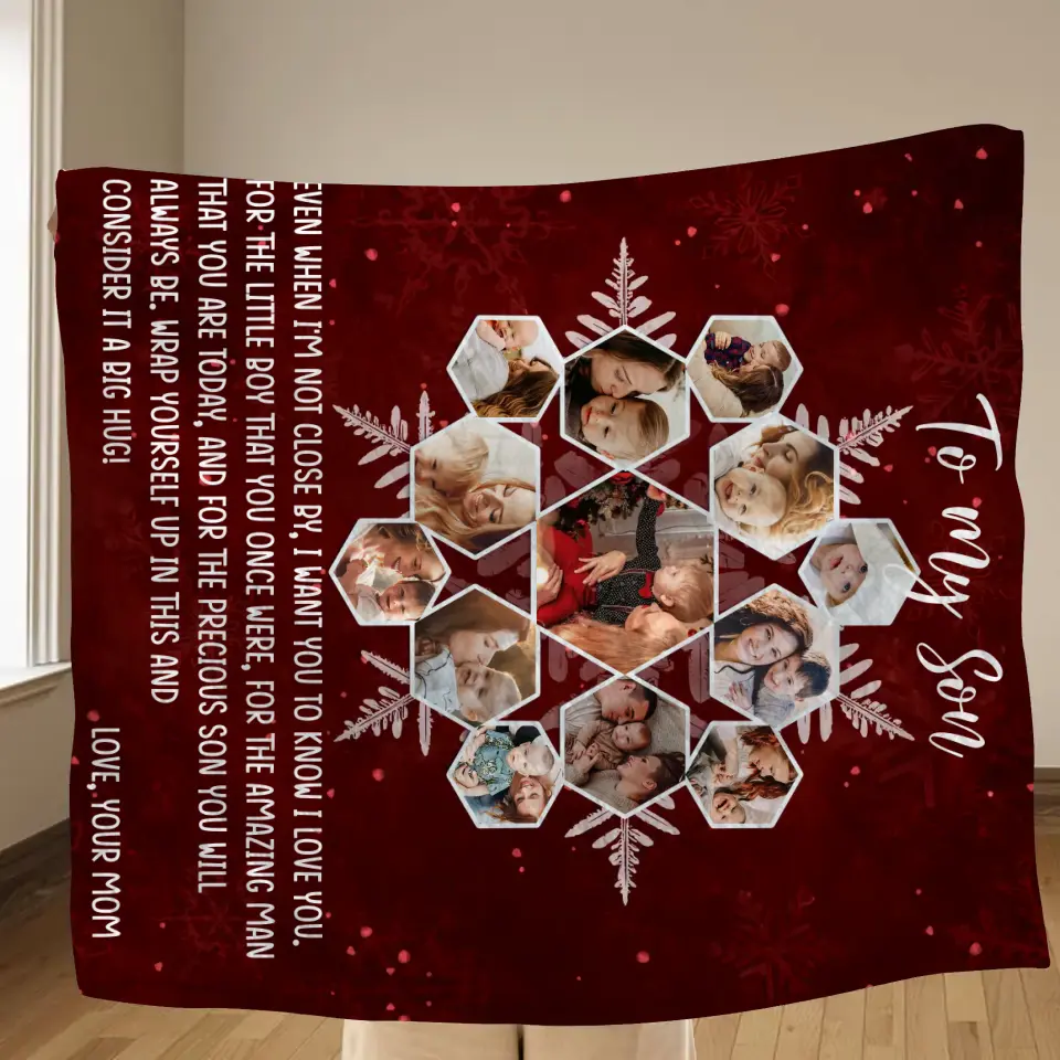 Personalized To My Son Photo Quilt/Fleece Throw Blanket - Gift Idea For Son - Upload Photo - Consider It A Big Hug