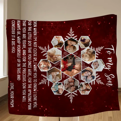 Personalized To My Son Photo Quilt/Fleece Throw Blanket - Gift Idea For Son - Upload Photo - Consider It A Big Hug
