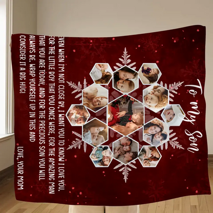 Personalized To My Son Photo Quilt/Fleece Throw Blanket - Gift Idea For Son - Upload Photo - Consider It A Big Hug