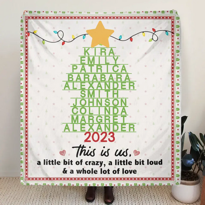 Personalized Family Christmas Tree Quilt/Fleece Throw Blanket - Gift Idea For Family/Christmas - This Is Us