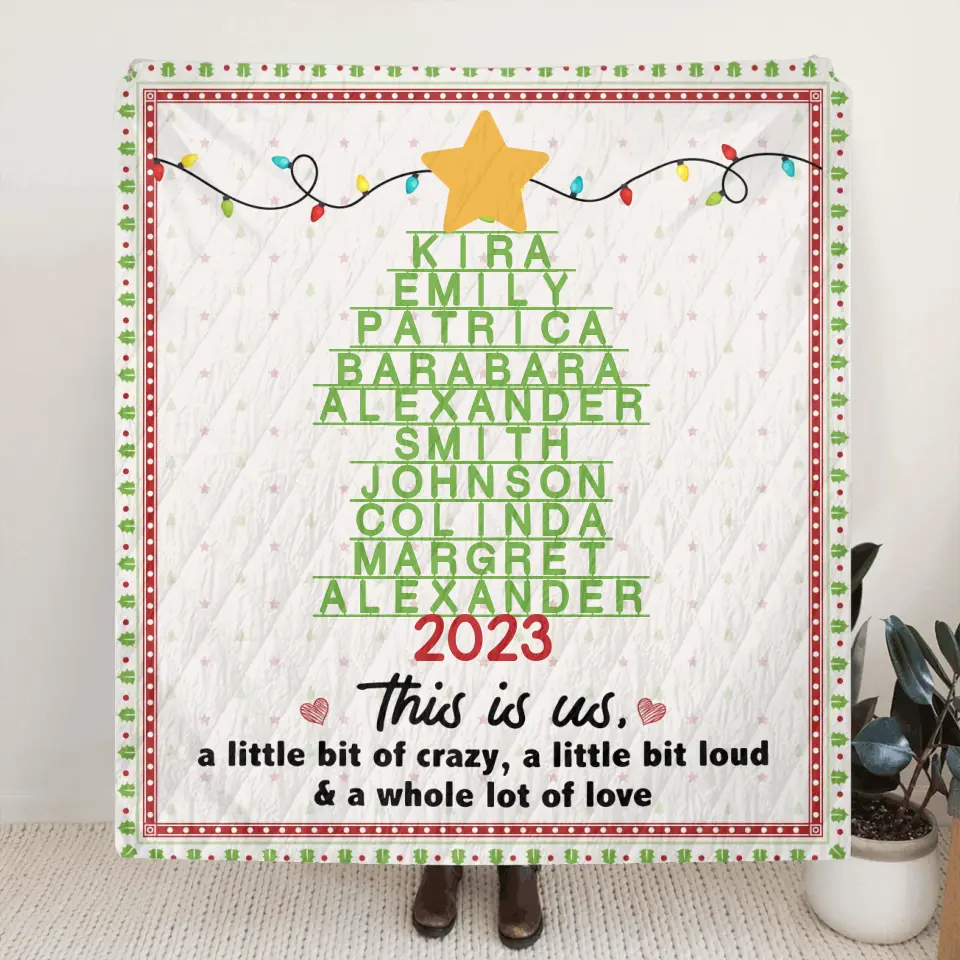 Personalized Family Christmas Tree Quilt/Fleece Throw Blanket - Gift Idea For Family/Christmas - This Is Us
