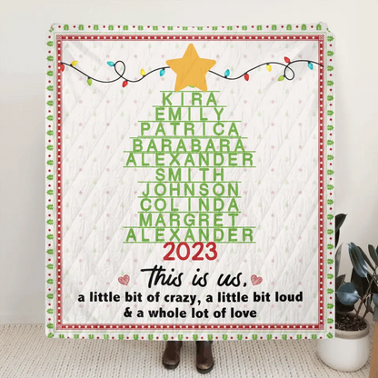 Personalized Family Christmas Tree Quilt/Fleece Throw Blanket - Gift Idea For Family/Christmas - This Is Us