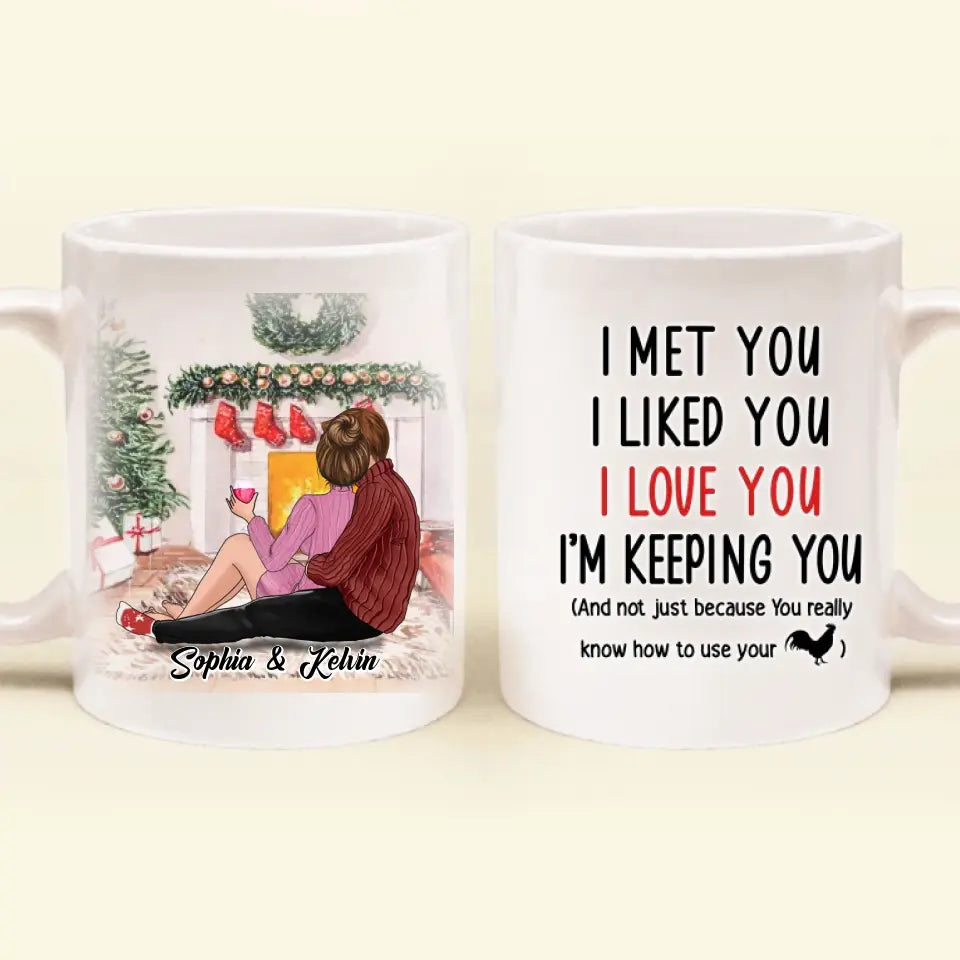 Personalized Couple Hugging Coffee Mug - Gift Idea For Couple - I Met You I Liked You I Love You
