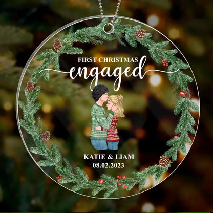 Personalized Couple Circle Acrylic Ornament  - Christmas Gift Idea For Couple - First Christmas Engaged