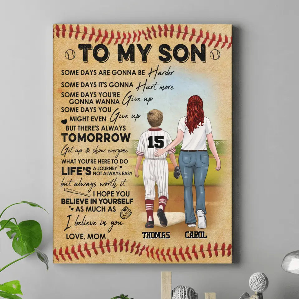 Personalized Baseball Canvas - Christmas/Birthday Gift Idea For Son - To My Son