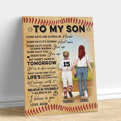 Personalized Baseball Canvas - Christmas/Birthday Gift Idea For Son - To My Son
