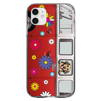 Personalized Campervan Hippie And Pet Phone Case - Up to 3 Pets - Gift Idea For Dog/Cat Lover - Case For iPhone And Samsung