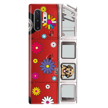 Personalized Campervan Hippie And Pet Phone Case - Up to 3 Pets - Gift Idea For Dog/Cat Lover - Case For iPhone And Samsung