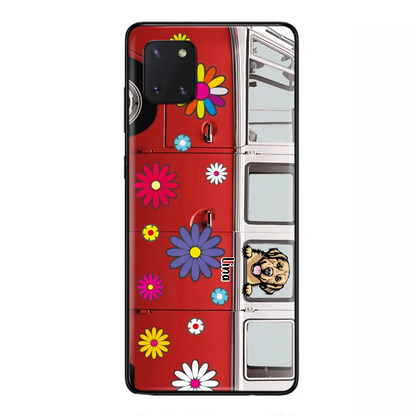 Personalized Campervan Hippie And Pet Phone Case - Up to 3 Pets - Gift Idea For Dog/Cat Lover - Case For iPhone And Samsung
