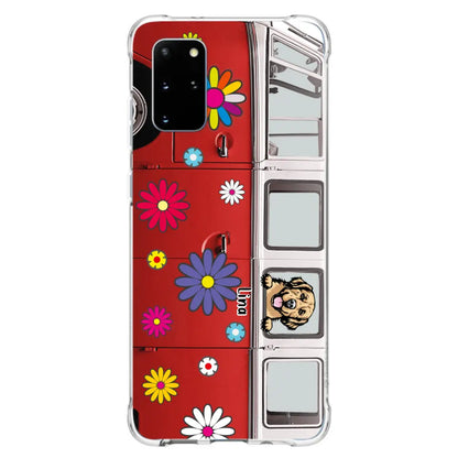 Personalized Campervan Hippie And Pet Phone Case - Up to 3 Pets - Gift Idea For Dog/Cat Lover - Case For iPhone And Samsung