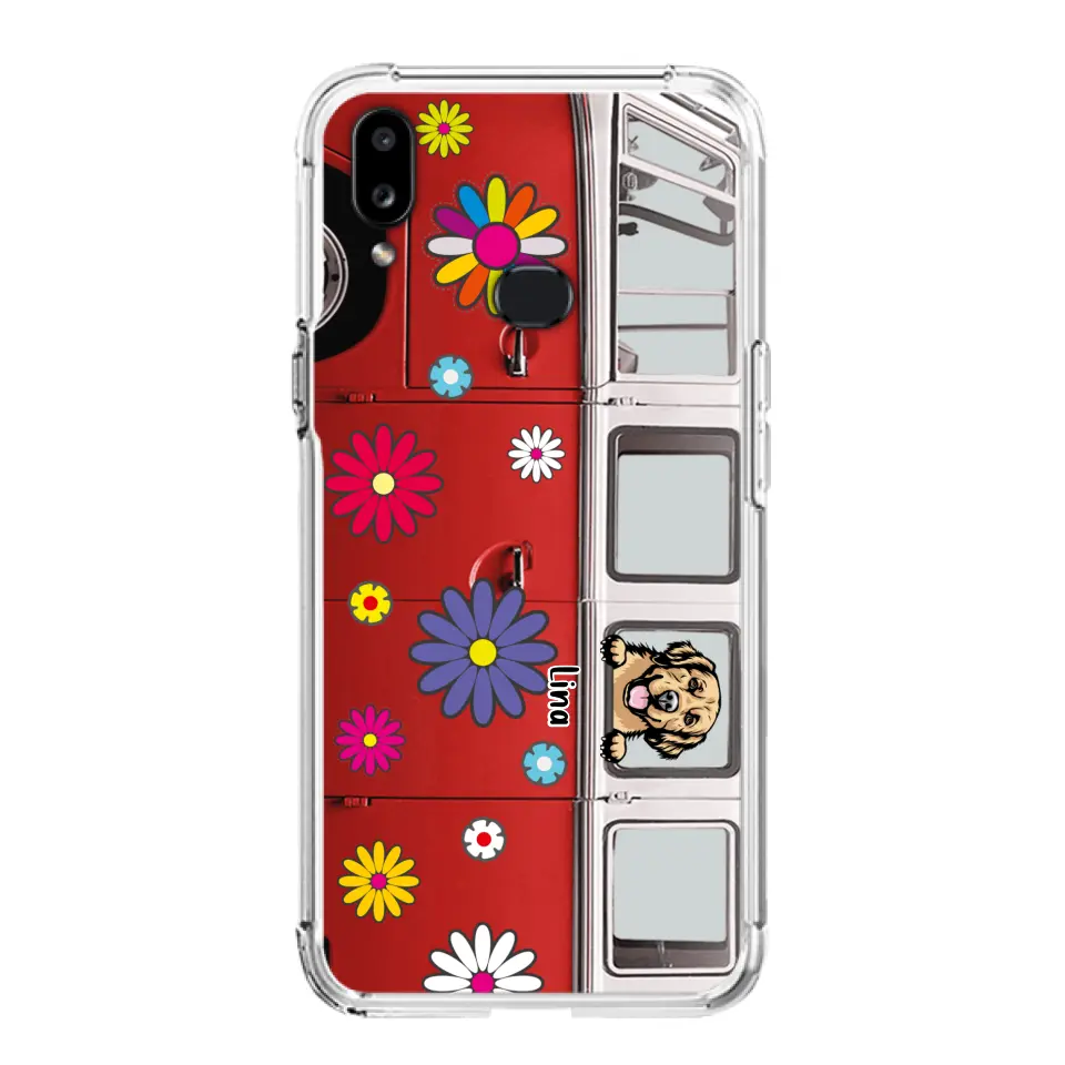 Personalized Campervan Hippie And Pet Phone Case - Up to 3 Pets - Gift Idea For Dog/Cat Lover - Case For iPhone And Samsung