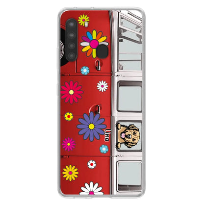 Personalized Campervan Hippie And Pet Phone Case - Up to 3 Pets - Gift Idea For Dog/Cat Lover - Case For iPhone And Samsung