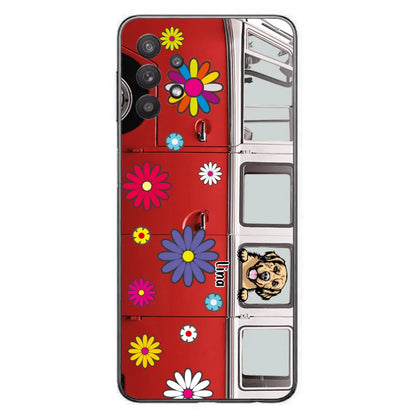 Personalized Campervan Hippie And Pet Phone Case - Up to 3 Pets - Gift Idea For Dog/Cat Lover - Case For iPhone And Samsung
