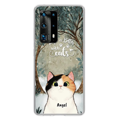 Personalized Cat Phone Case - Up to 6 Cats - Best Gift For Cat Lover - Life Is Better With Cats - Phone Case For  Xiaomi, Oppo And Huawei