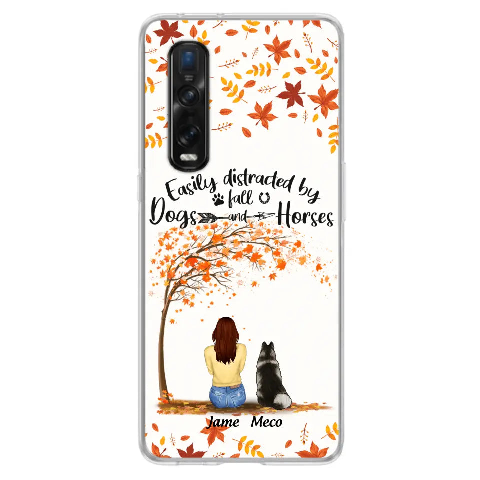 Personalized Horse Dog Mom In Autumn Phone Case - Up to 3 Horses/Dogs - Case For Xiaomi, Oppo And Huawei