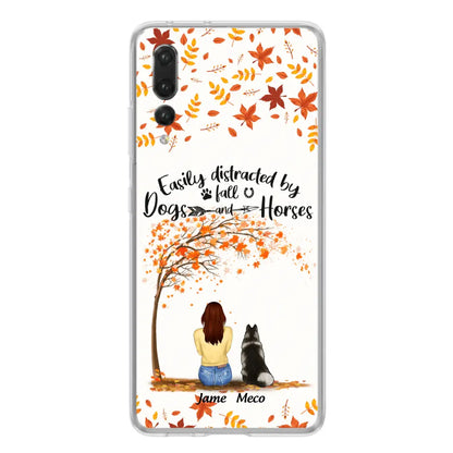 Personalized Horse Dog Mom In Autumn Phone Case - Up to 3 Horses/Dogs - Case For Xiaomi, Oppo And Huawei