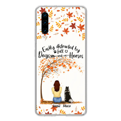 Personalized Horse Dog Mom In Autumn Phone Case - Up to 3 Horses/Dogs - Case For Xiaomi, Oppo And Huawei