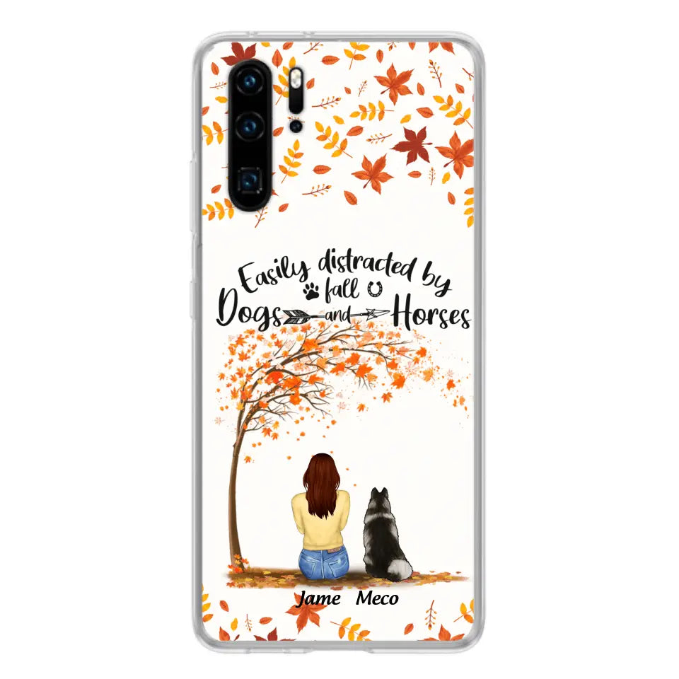 Personalized Horse Dog Mom In Autumn Phone Case - Up to 3 Horses/Dogs - Case For Xiaomi, Oppo And Huawei