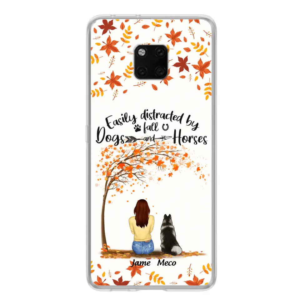 Personalized Horse Dog Mom In Autumn Phone Case - Up to 3 Horses/Dogs - Case For Xiaomi, Oppo And Huawei
