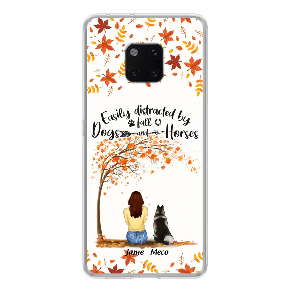 Personalized Horse Dog Mom In Autumn Phone Case - Up to 3 Horses/Dogs - Case For Xiaomi, Oppo And Huawei