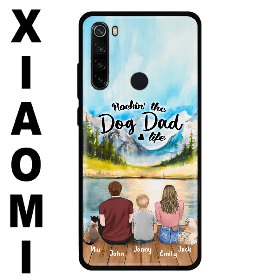 Personalized Pet Couple Phone Case - Parent With 1 Kid And 2 Pets - Case For Xiaomi, Oppo And Huawei