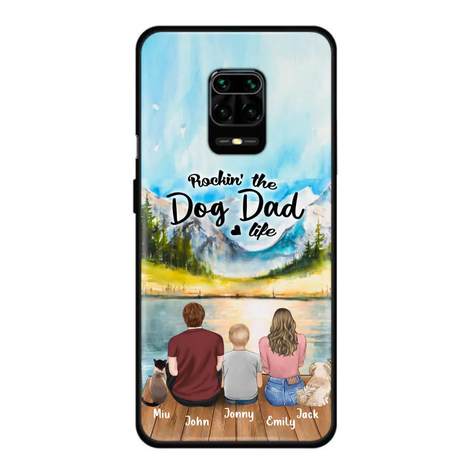 Personalized Pet Couple Phone Case - Parent With 1 Kid And 2 Pets - Case For Xiaomi, Oppo And Huawei
