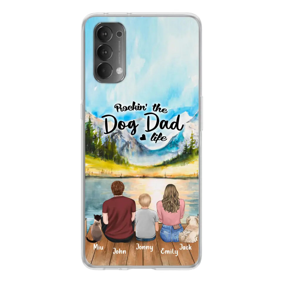 Personalized Pet Couple Phone Case - Parent With 1 Kid And 2 Pets - Case For Xiaomi, Oppo And Huawei