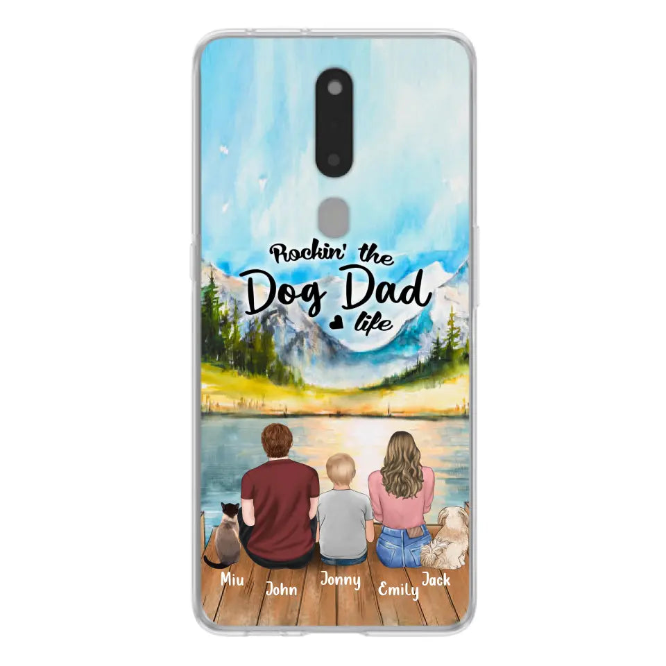 Personalized Pet Couple Phone Case - Parent With 1 Kid And 2 Pets - Case For Xiaomi, Oppo And Huawei