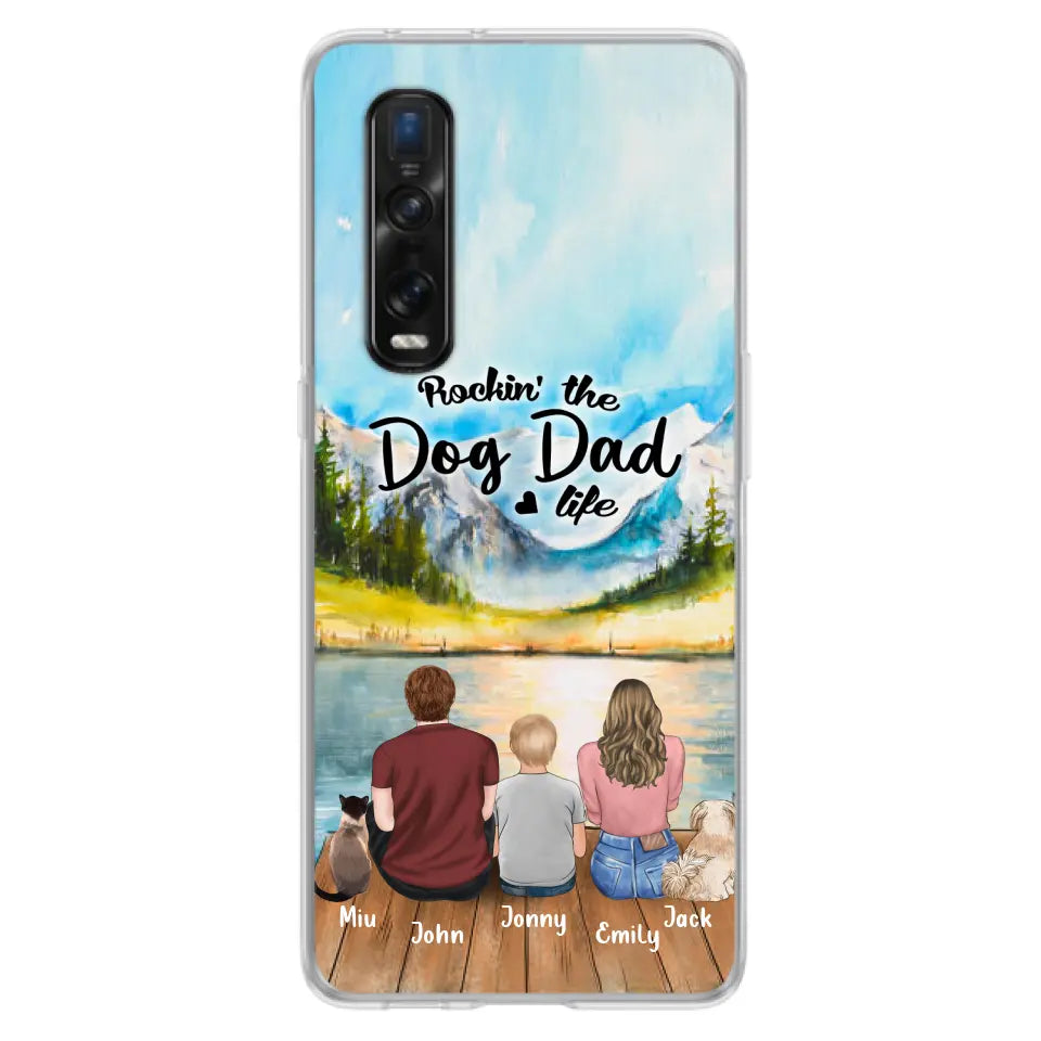 Personalized Pet Couple Phone Case - Parent With 1 Kid And 2 Pets - Case For Xiaomi, Oppo And Huawei