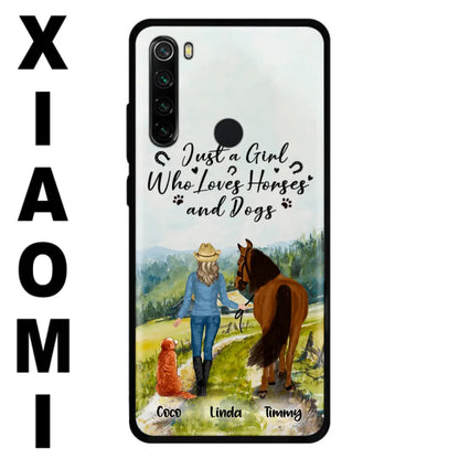 Personalized Horse And Dog Phone Case - Man/Woman/Girl/Boy With Up to 2 Horses And 4 Dogs - Gift For Horse/Dog Lover - Case For Xiaomi, Oppo And Huawei