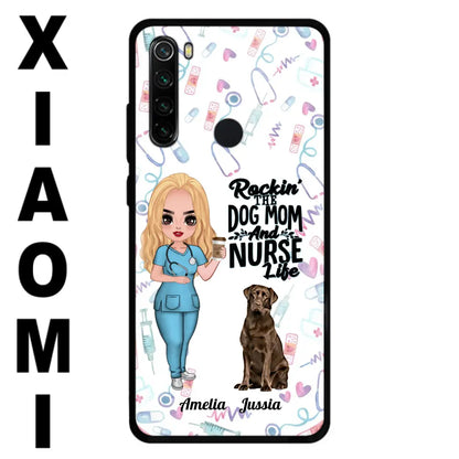 Personalized Nurse Dog Mom Phone Case - Up to 5 Dogs - Gift Idea For Dog Lover - Rockin' The Dog Mom And Nurse Life - Case For Xiaomi, Oppo And Huawei
