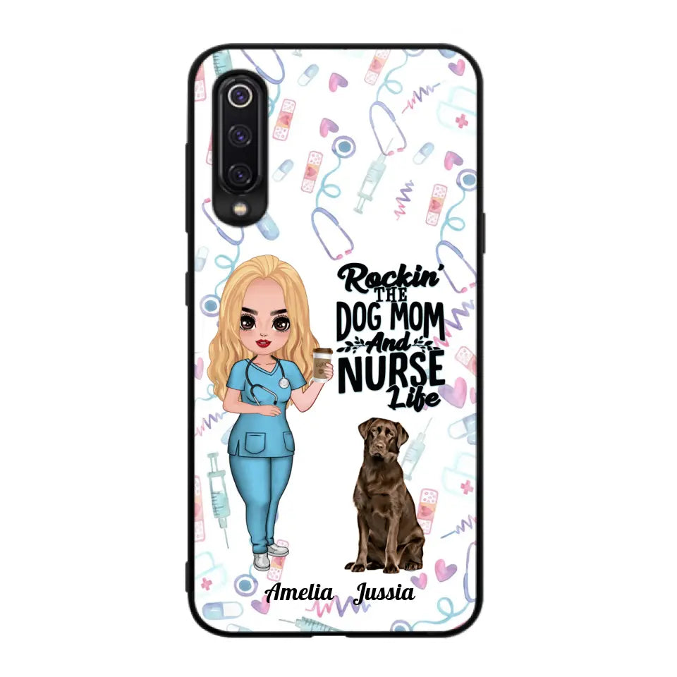 Personalized Nurse Dog Mom Phone Case - Up to 5 Dogs - Gift Idea For Dog Lover - Rockin' The Dog Mom And Nurse Life - Case For Xiaomi, Oppo And Huawei