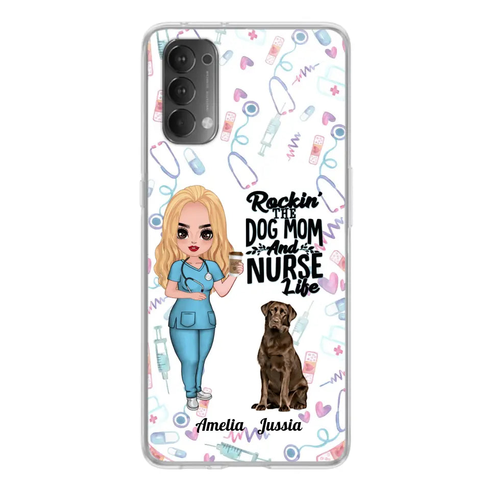 Personalized Nurse Dog Mom Phone Case - Up to 5 Dogs - Gift Idea For Dog Lover - Rockin' The Dog Mom And Nurse Life - Case For Xiaomi, Oppo And Huawei
