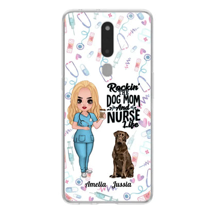 Personalized Nurse Dog Mom Phone Case - Up to 5 Dogs - Gift Idea For Dog Lover - Rockin' The Dog Mom And Nurse Life - Case For Xiaomi, Oppo And Huawei