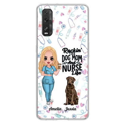 Personalized Nurse Dog Mom Phone Case - Up to 5 Dogs - Gift Idea For Dog Lover - Rockin' The Dog Mom And Nurse Life - Case For Xiaomi, Oppo And Huawei