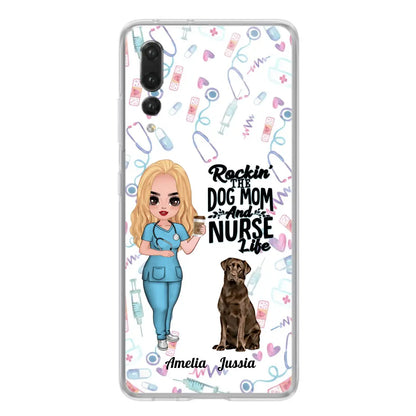 Personalized Nurse Dog Mom Phone Case - Up to 5 Dogs - Gift Idea For Dog Lover - Rockin' The Dog Mom And Nurse Life - Case For Xiaomi, Oppo And Huawei