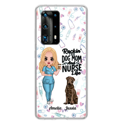 Personalized Nurse Dog Mom Phone Case - Up to 5 Dogs - Gift Idea For Dog Lover - Rockin' The Dog Mom And Nurse Life - Case For Xiaomi, Oppo And Huawei