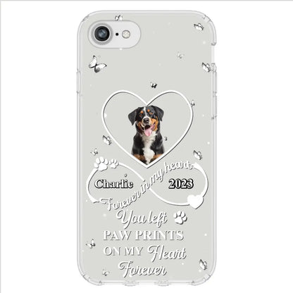 Personalized Memorial Phone Case - Upload Photo - Memorial Gift Idea For Pet Lover - You left paw prints on my heart forever - Case For iPhone/Samsung