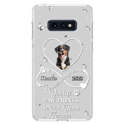 Personalized Memorial Phone Case - Upload Photo - Memorial Gift Idea For Pet Lover - You left paw prints on my heart forever - Case For iPhone/Samsung
