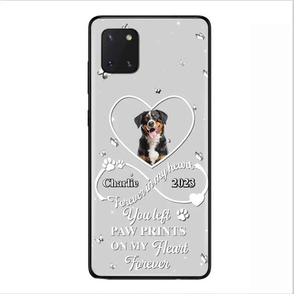 Personalized Memorial Phone Case - Upload Photo - Memorial Gift Idea For Pet Lover - You left paw prints on my heart forever - Case For iPhone/Samsung
