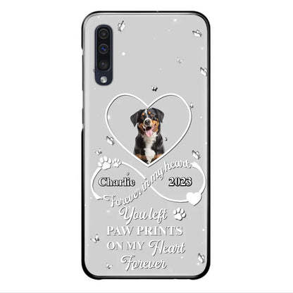 Personalized Memorial Phone Case - Upload Photo - Memorial Gift Idea For Pet Lover - You left paw prints on my heart forever - Case For iPhone/Samsung