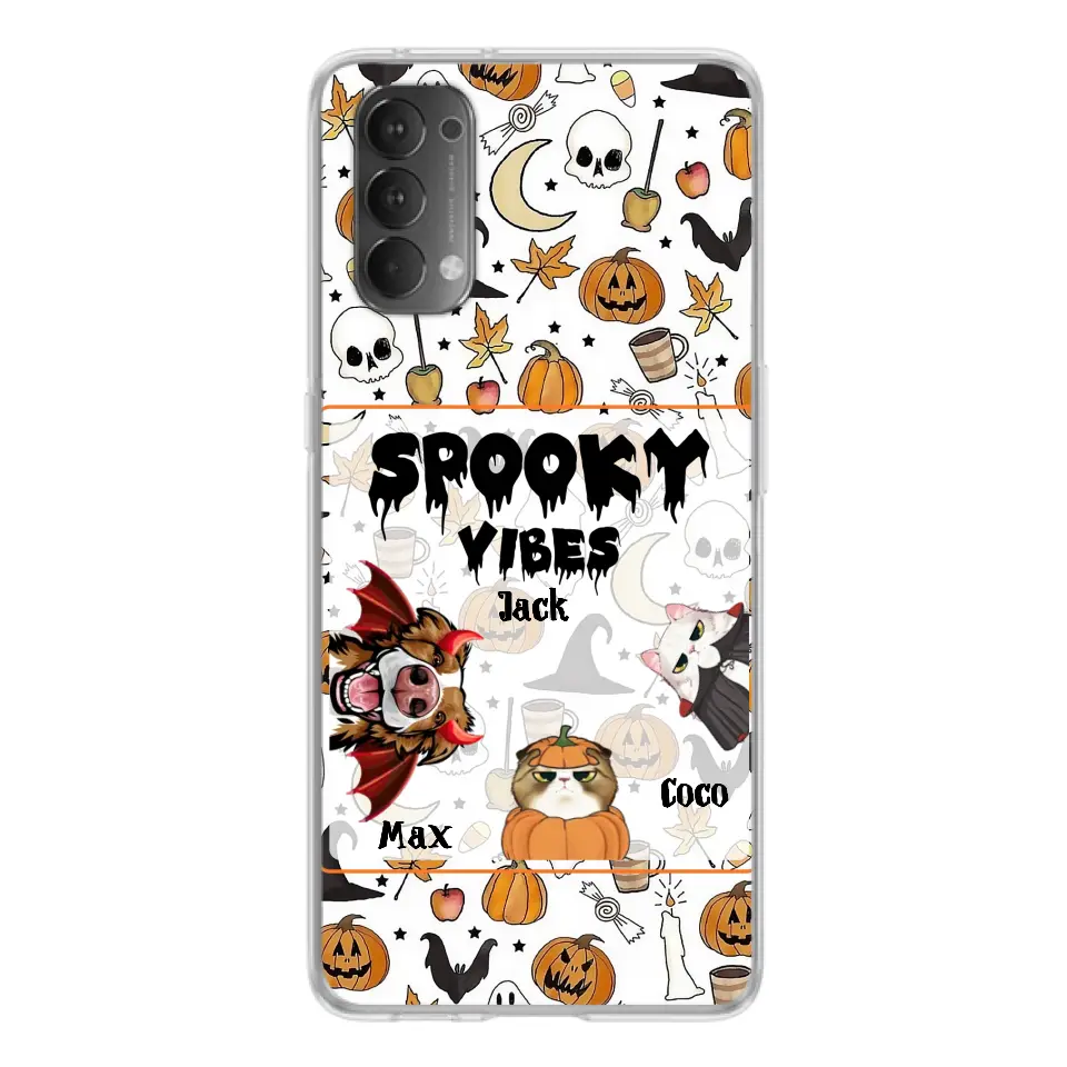 Personalized Halloween Pet Phone Case - Up to 3 Pets - Gift Idea For Dog/Cat Owners - Spooky Vibes - Case for Oppo/Xiaomi/Huawei