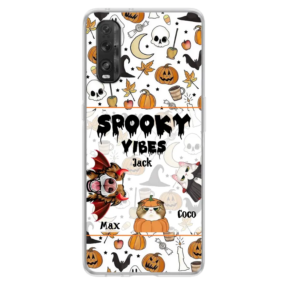 Personalized Halloween Pet Phone Case - Up to 3 Pets - Gift Idea For Dog/Cat Owners - Spooky Vibes - Case for Oppo/Xiaomi/Huawei