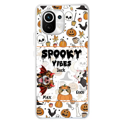 Personalized Halloween Pet Phone Case - Up to 3 Pets - Gift Idea For Dog/Cat Owners - Spooky Vibes - Case for Oppo/Xiaomi/Huawei
