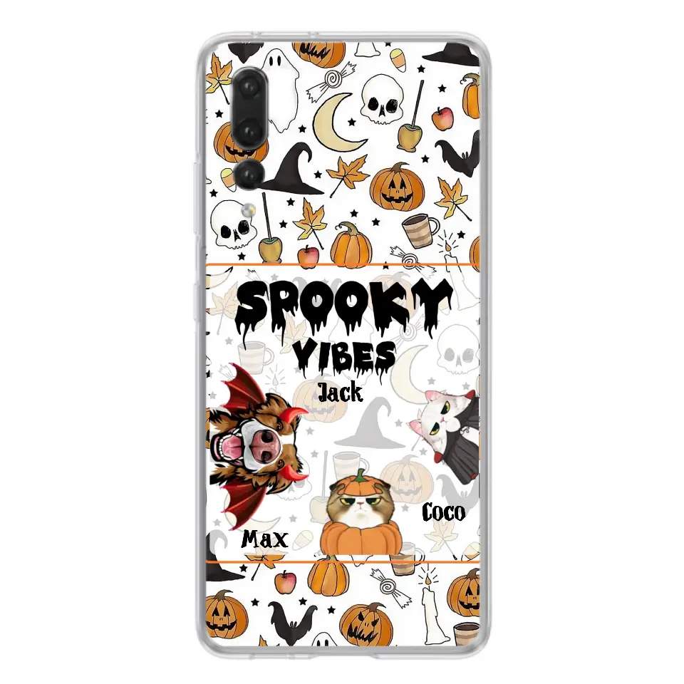 Personalized Halloween Pet Phone Case - Up to 3 Pets - Gift Idea For Dog/Cat Owners - Spooky Vibes - Case for Oppo/Xiaomi/Huawei