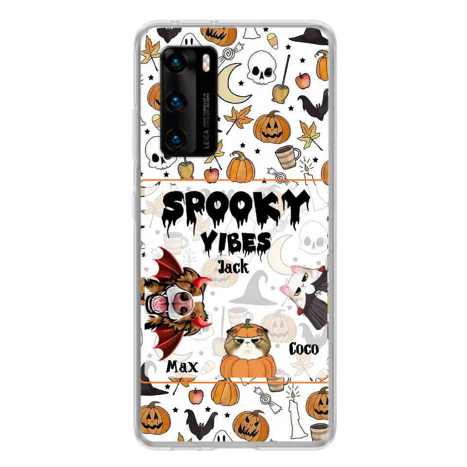 Personalized Halloween Pet Phone Case - Up to 3 Pets - Gift Idea For Dog/Cat Owners - Spooky Vibes - Case for Oppo/Xiaomi/Huawei