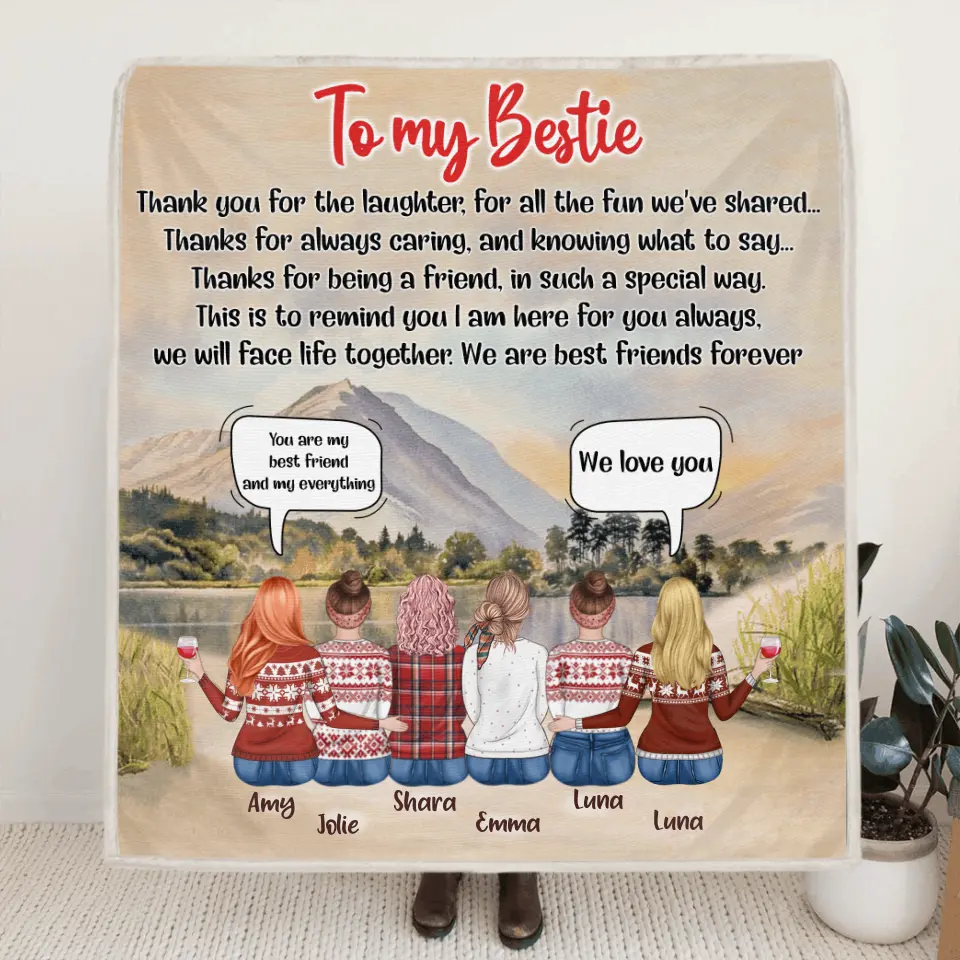 Personalized Best Friends Conversation Blanket - Up To 6 Bestie - Best Gift For Friends/Bestie