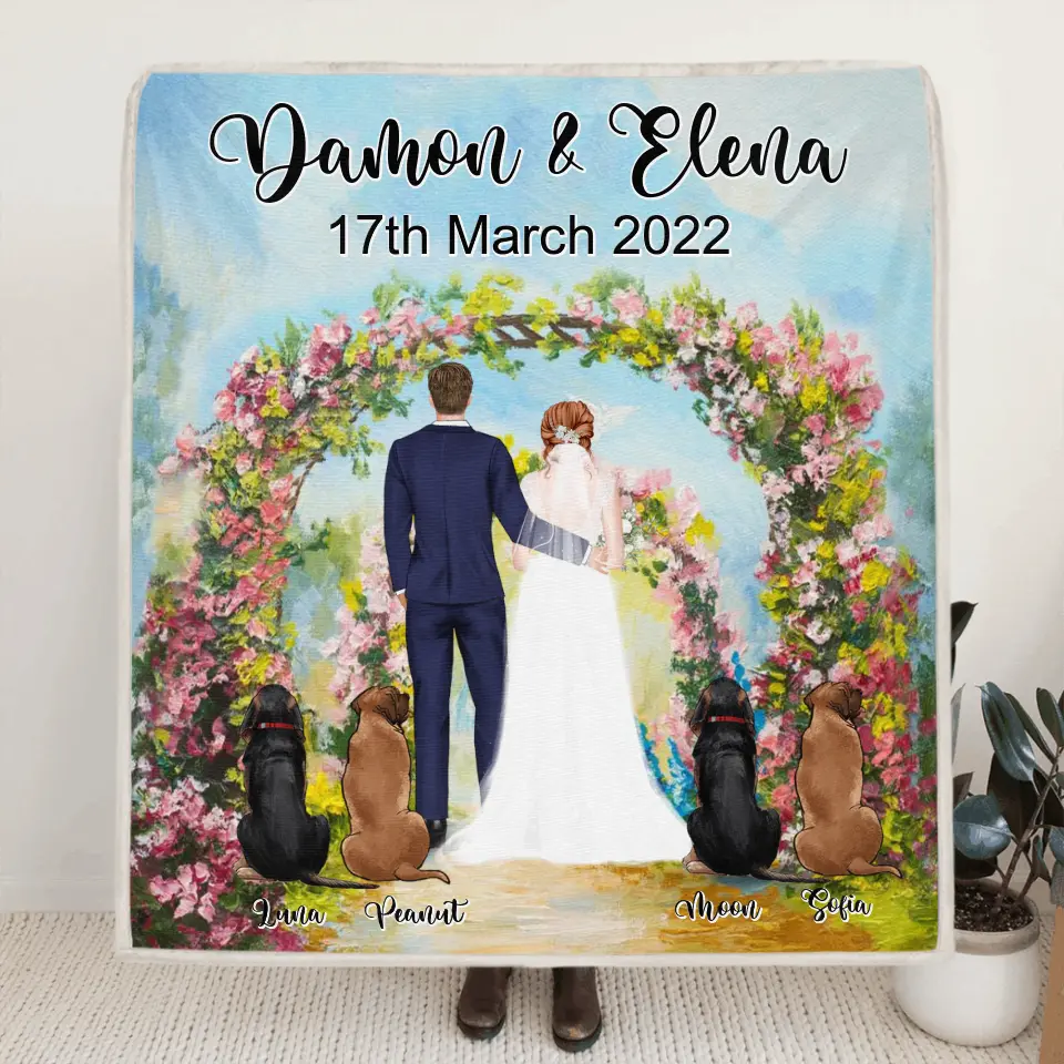 Personalized Wedding Blanket - Wedding Gift For Couple - Up to 4 Dogs